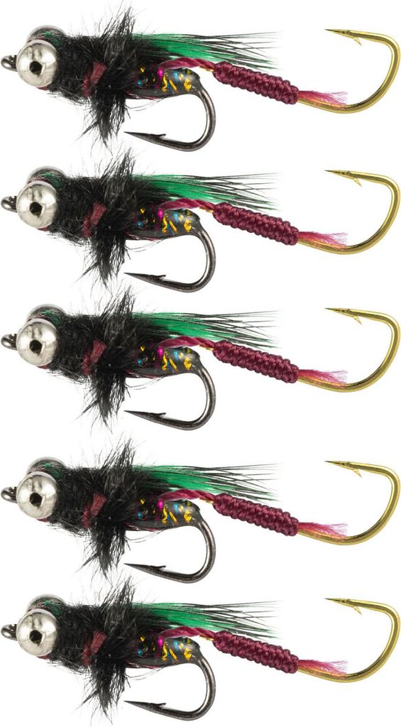 5-teiliger Fliegenfischköder mit scharfem Haken, realistische schwimmende, handgebundene Feder, bionische Fliegenfischköder, Süßwasser-/Salzwas...