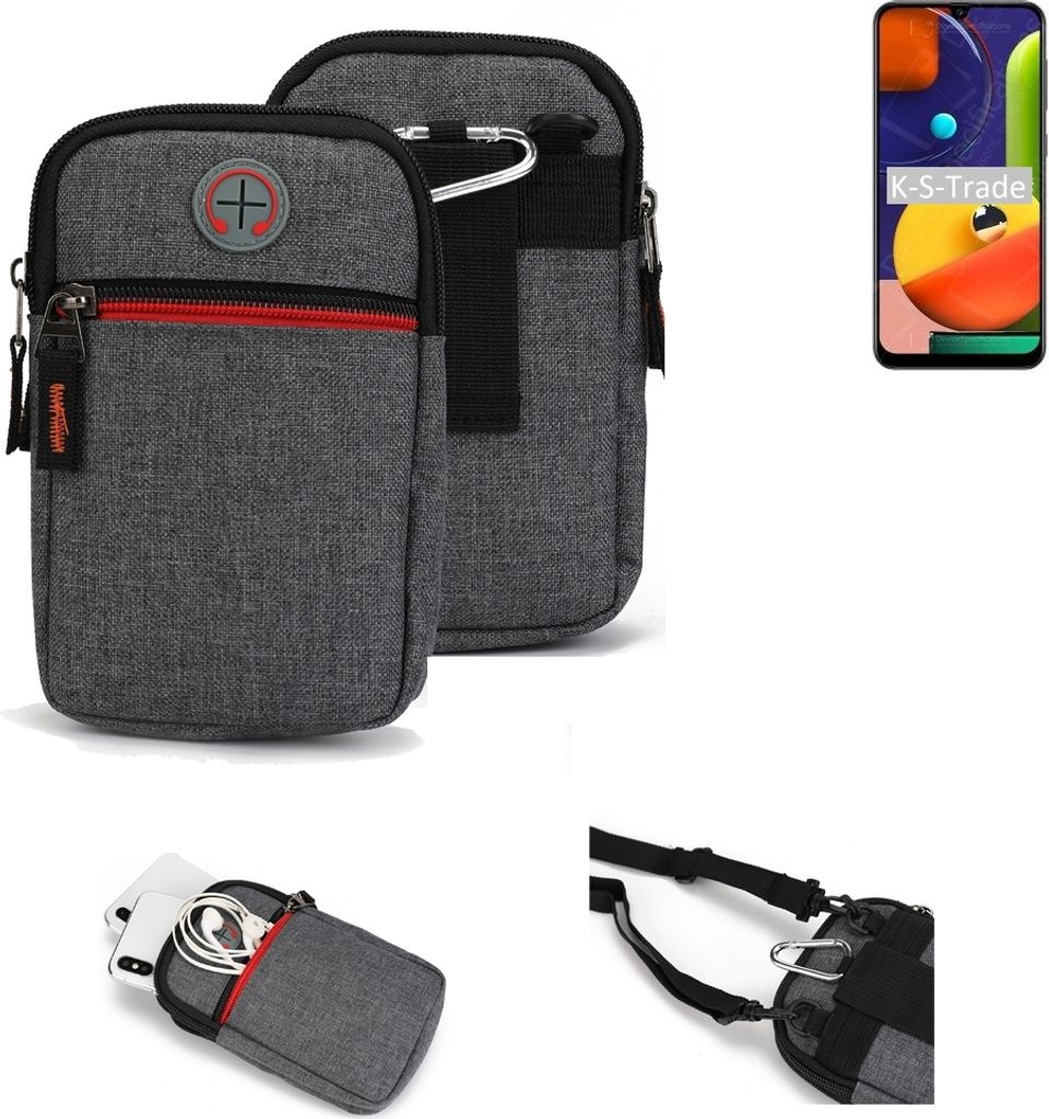 K-S-Trade Holster Gürteltasche kompatibel mit Samsung Galaxy A50s Handy Tasche Schutz Hülle grau Zusatzfächer 1x