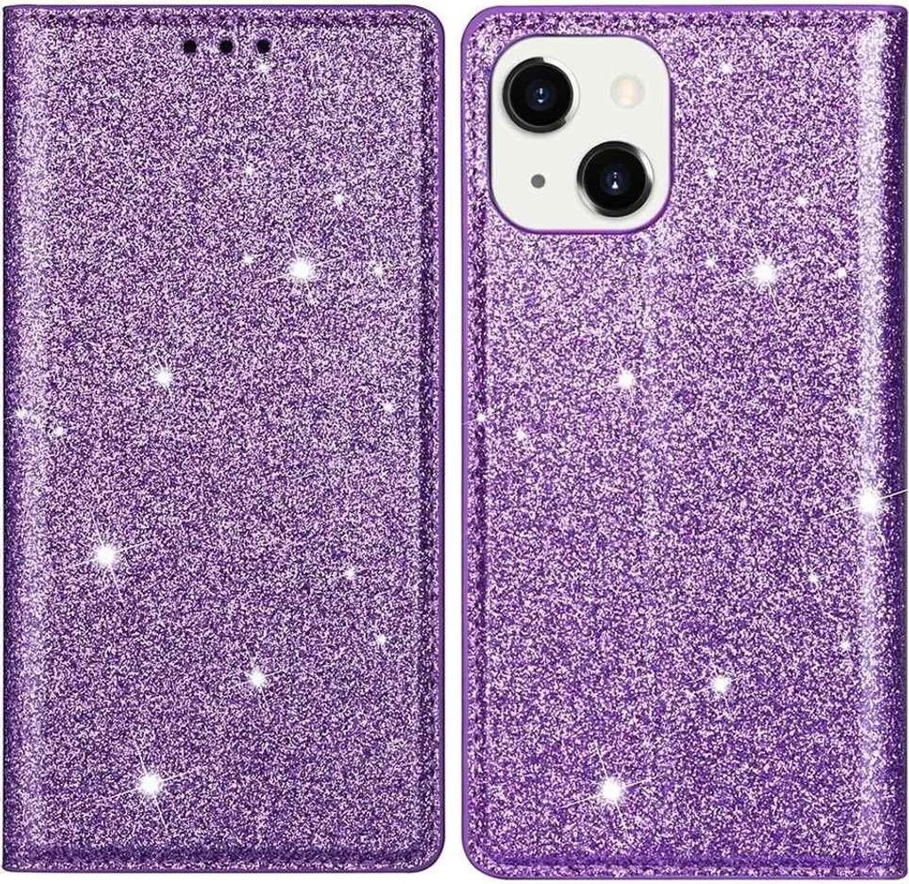iPhone 14 Hülle - Coverup Glitzer Klapphülle - Violett