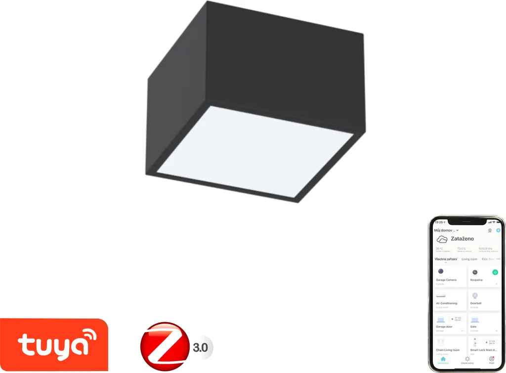 Illuminazione Smart Immax NEO CANTO 15x15 12W Zigbee 3.0 Nera