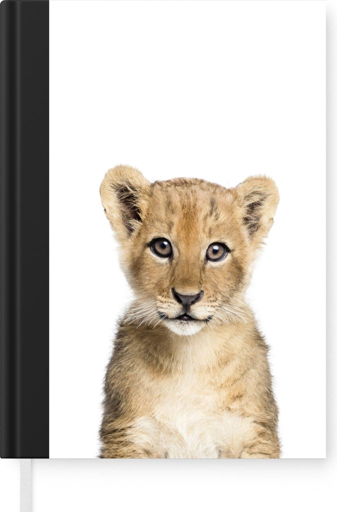 MuchoWow Notizbuch Tagebuch Haushaltsbuch Notebook A5 Löwe - Tiere - Natur - Weiß - Notizblock - Notizheft - Notebook - Schreibblock - Papier
