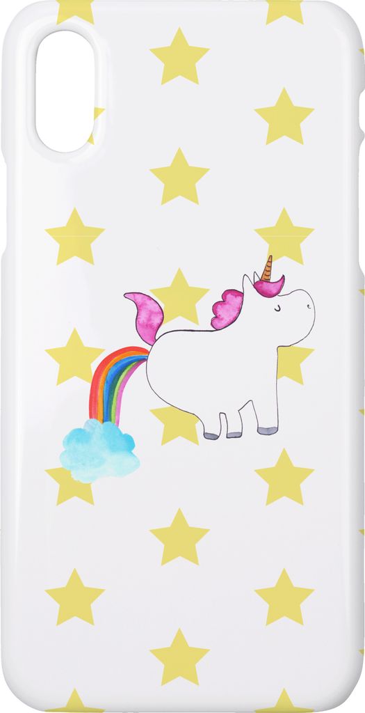 Mr. & Mrs. Panda Iphone 10 Handyhülle Einhorn Pupsen - Weiß - Geschenk, Unicorn, Glitzer, Freundin, X, Spaß, Regenbogen, Lustig, Hülle, Cover, ...
