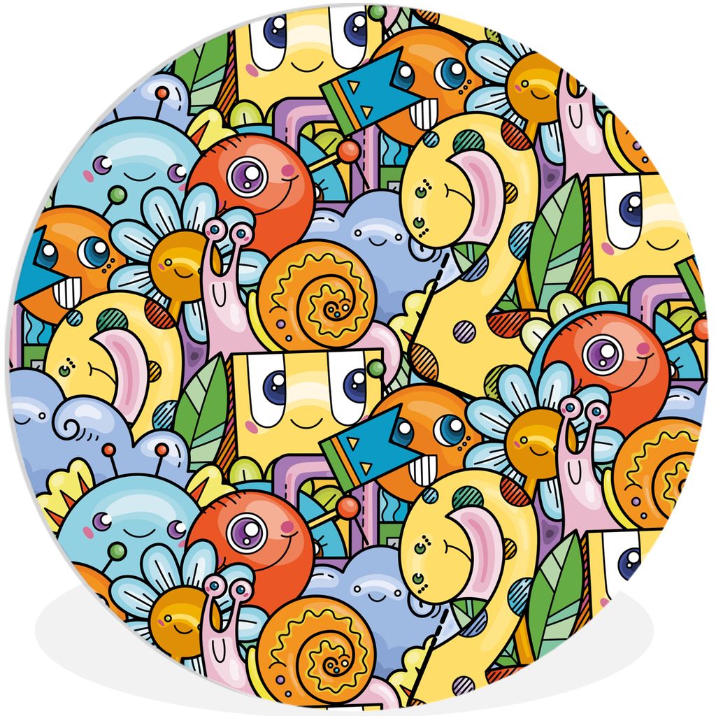 MuchoWow Rundes Wandbild - Runde Bilder Design - Tiere - Blumen - Lustig - Junge - Mädchen Ø 30 cm Kreis Wanddekoration Kunststoff - Wandkreis ...