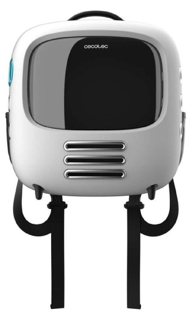 Cecotec Pumba 1800 Travel Fan, Fester Transportbox, Rucksack-Haustiertransportbox, Katze, Hund, 8 kg, Frontlader, Schwarz, Weiß
