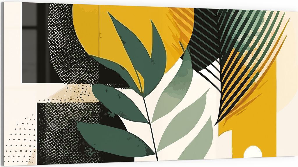 DEQORI Glasbild Echtglas 100x50 cm 'Geometrische Natur' Wandbild Bild modern Deko