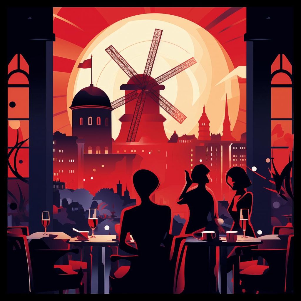 Plakat 40x40cm Abendbälle am Windmühl