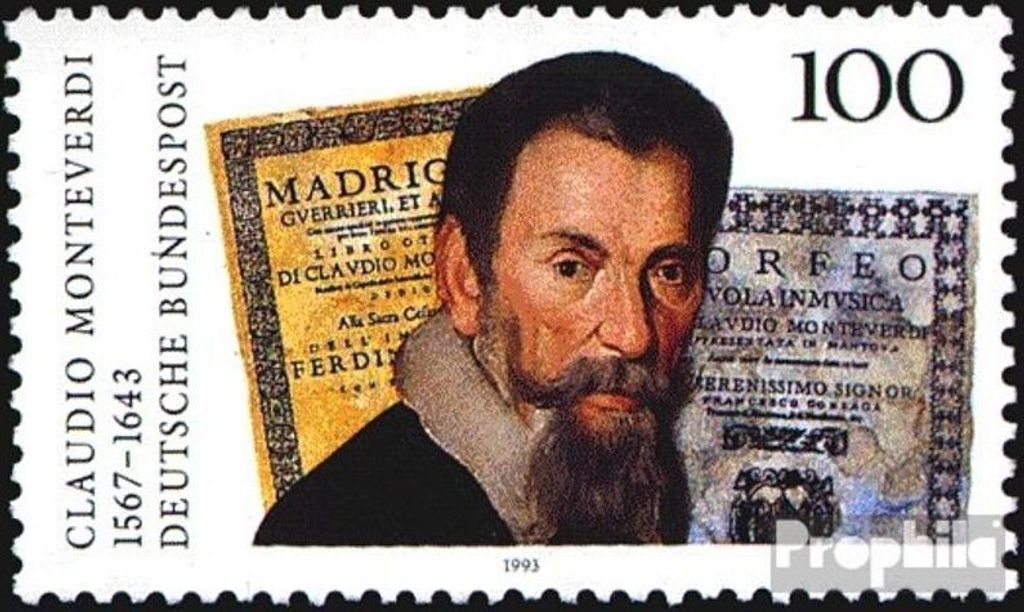 Briefmarken BRD (BR.Deutschland) 1993 Mi 1705 (kompl.Ausg.) FDC 350.Todestag von Monteverdi