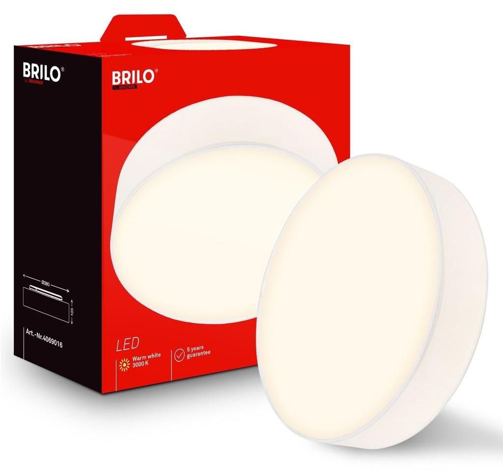 Briloner Plafonnier LED abat-jour en tissu Ø38x10,5 cm rond Image du produit 