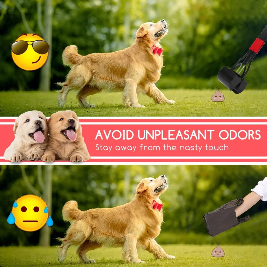 Pelle à crottes 66 cm pour chiens avec manche long et ressort robuste