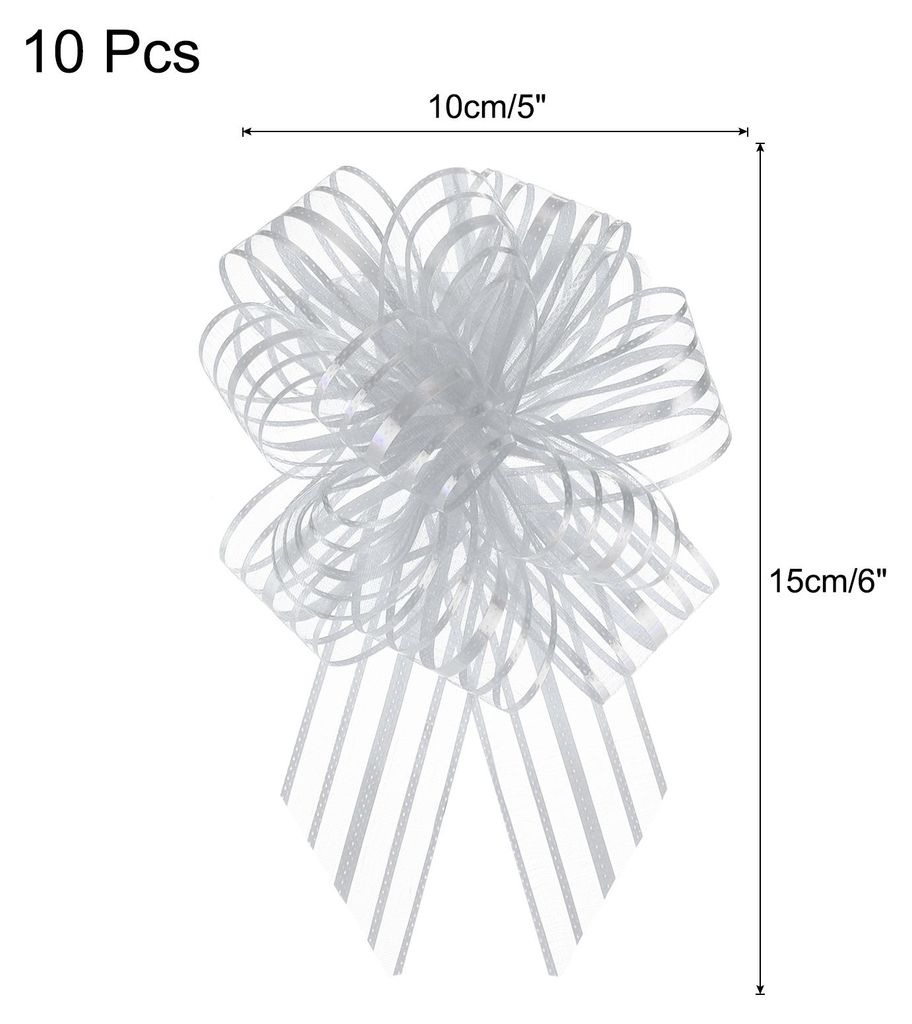 10 Stš¹ck 10 cm Geschenkschleifen Gro?e Ziehschleife Geschenkverpackung Schleife Organza Silber fš¹r Hochzeitsk?rbe Pr?sente Weihnachtsparty