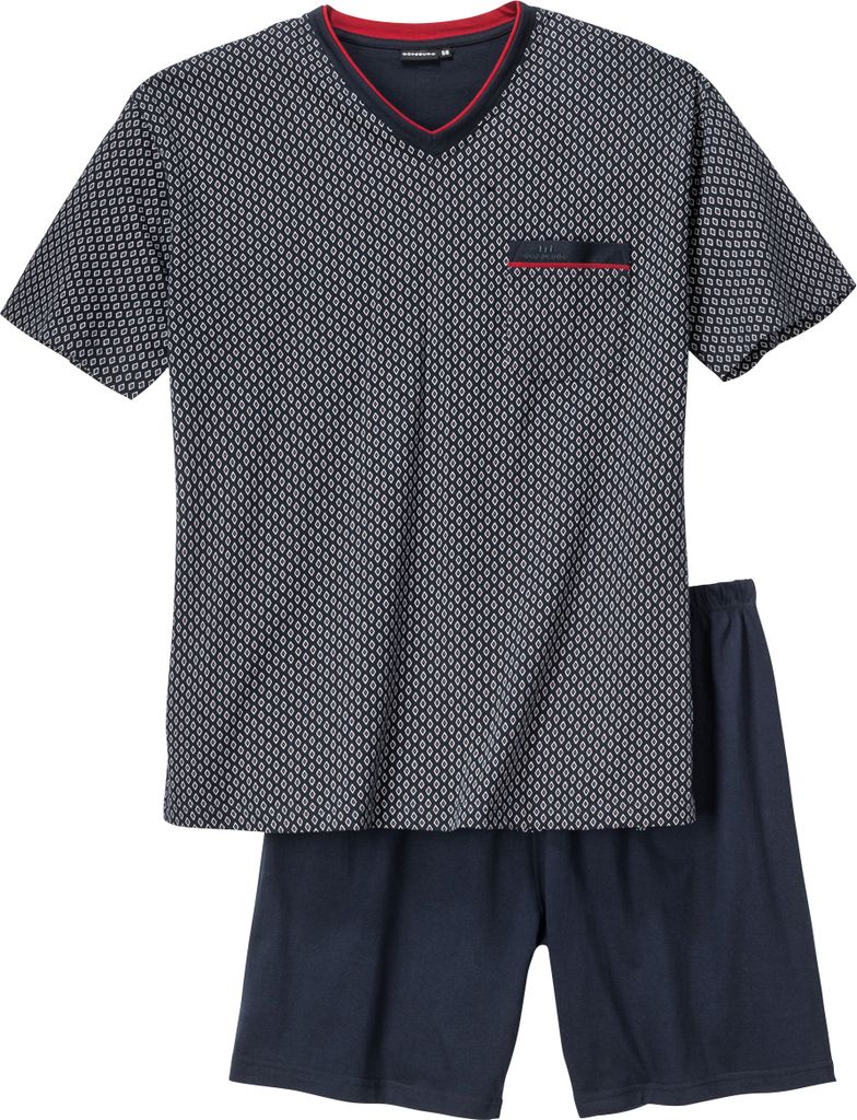 Götzburg Pyjama Shorty dunkelblau gemustert XXL