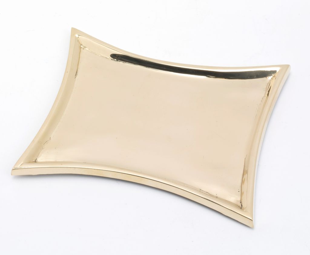 Kerzenteller konkav Messing Gold poliert (Innen 11 x 7 cm)