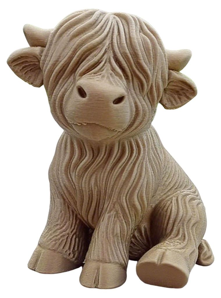 Highland Cow Home Bonsai Decor Mini Cow Figur mit Cowboyhut, 3D-gedruckte realistische Textur, Halloween-Ornament B