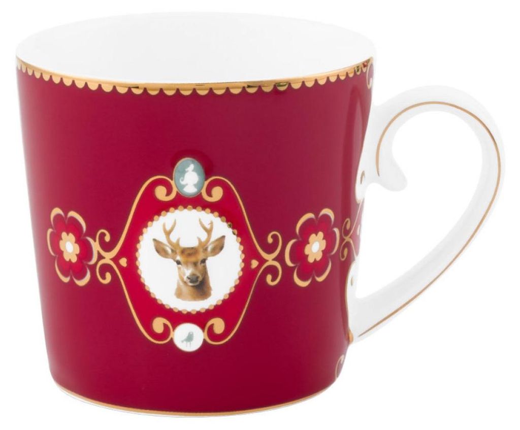 Pip Studio Henkelbecher Love Birds Medallion Deer Dark Red Produktbild 