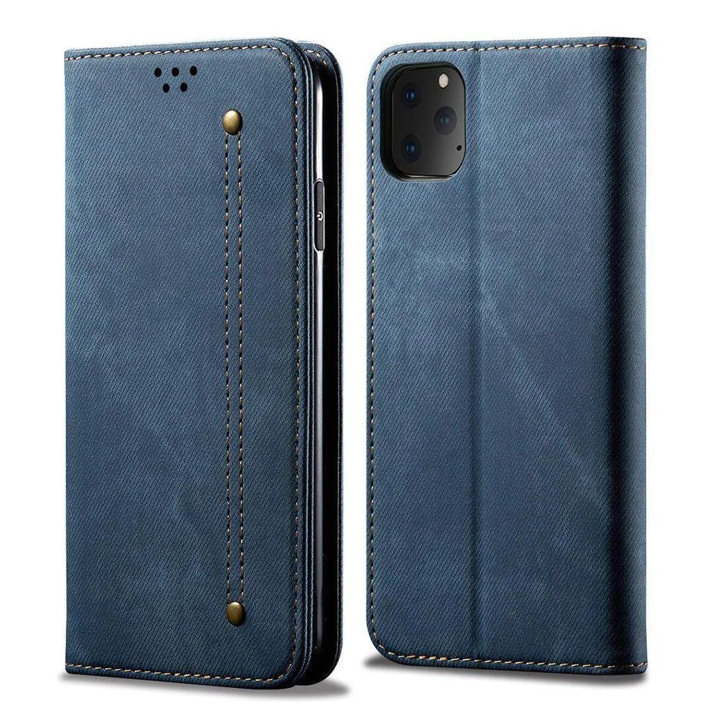 custodia per iPhone 11 Pro Max, Custodia in pelle a portafoglio con chiusura magnetica e funzione stand per iPhone 11 Pro Max Blu