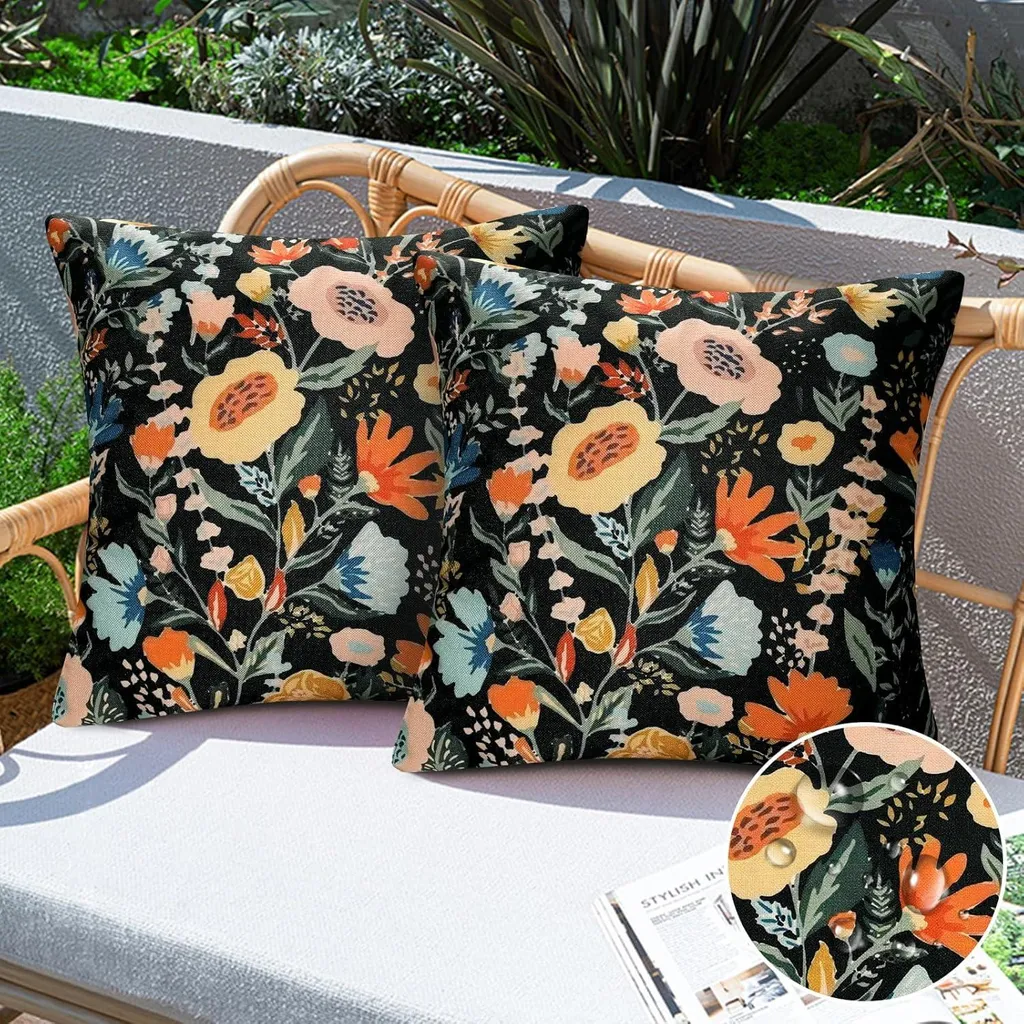 Coussins Extérieurs Imperméables 45x45 cm - Design Floral Ergonomique