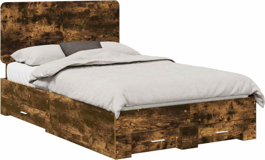vidaXL Bettrahmen Geräucherte Eiche 120 x 190 cm Holzwerkstoff
