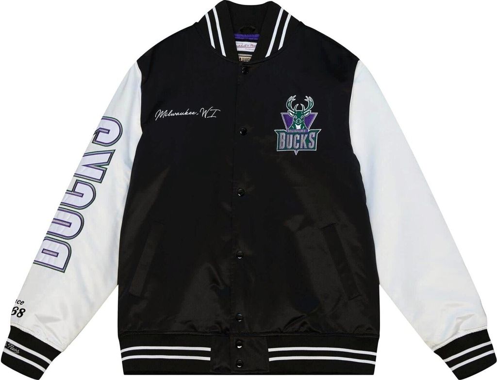 Milwaukee Bucks NBA Mitchell & Ness Team Origins Varsity Satin Jacke-M