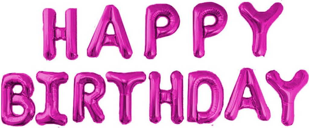 Folienballon Happy Birthday Girlande, rosa, ca. 40 cm Immagine del prodotto 