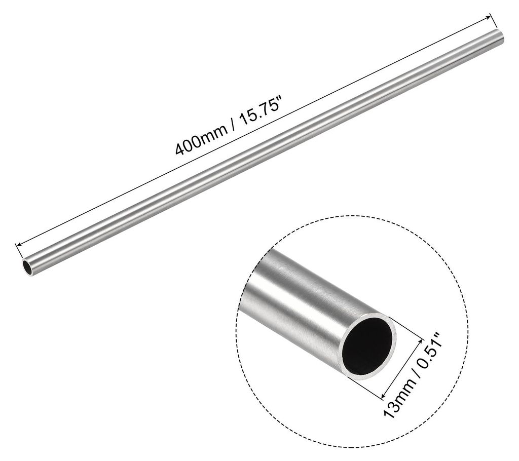 400mm L?nge Edelstahlrohr 13mm Au?endurchmesser, Nahtlose Gerade Rohr 0,5mm Wandst?rke, 304 Edelstahl Rundrohr fš¹r Industrie Bauwesen Garten Hau...