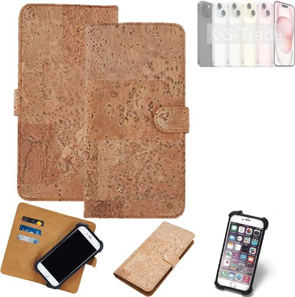 K-S-Trade Hülle kompatibel mit Apple iPhone 15 Kork Handyhülle Cover Schutzhülle TPU Case Bumper in Hellbraun, (1x)
