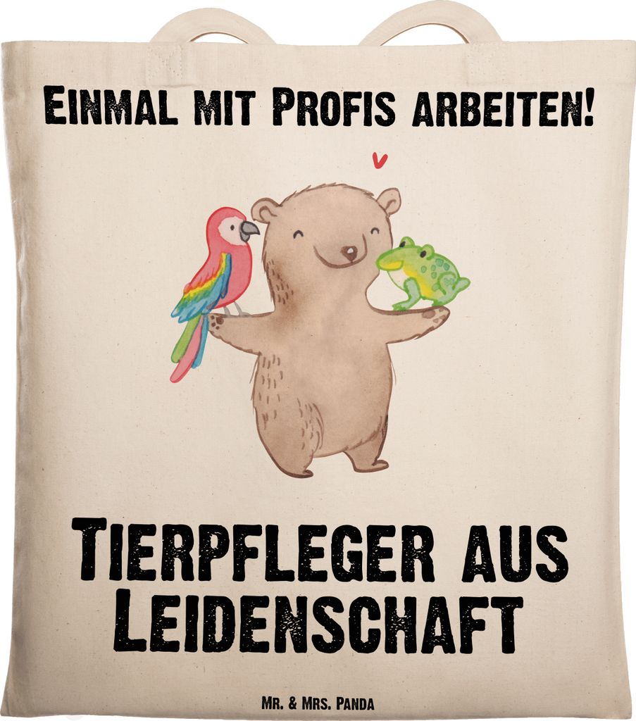 Mr. & Mrs. Panda Jutebeutel Tierpfleger Leidenschaft - Transparent - Geschenk, Laptoptasche, Tasche, Tote Bag, Schultasche, Tragetasche