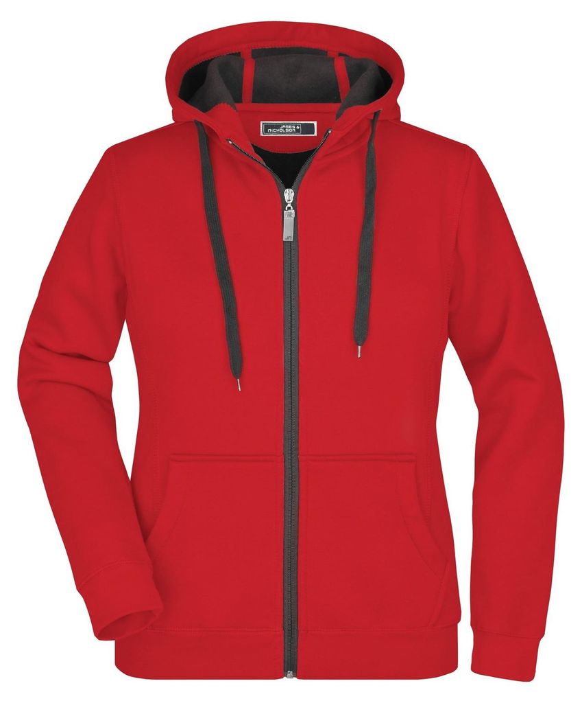James and Nicholson - Jacke für Damen LT5350 (XXL) (Rot/Kohlen-Schwarz)