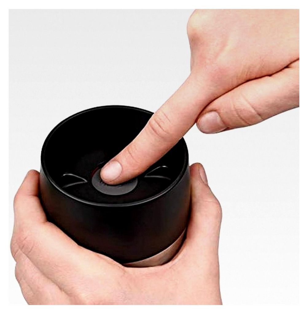 Emsa Isolierbecher mit Gravur - UNTEN - TRAVEL Mug 360ml Rot, 4h heiß/ 8h kalt, 100% dicht, auslaufsicher, Kaffee & Tee Thermobecher