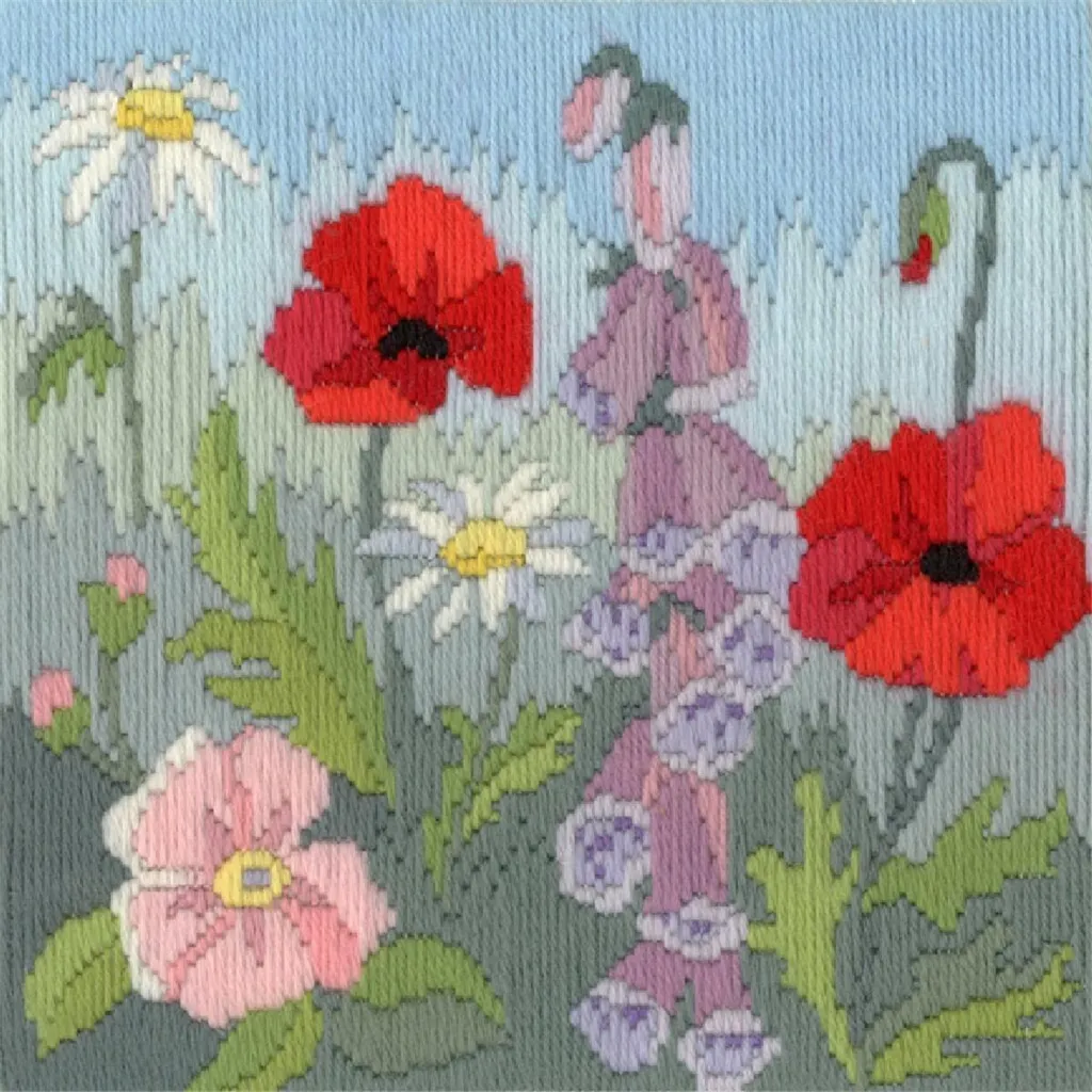 Kit de points longs facile été Bothy Threads 20x20 cm canevas complet
