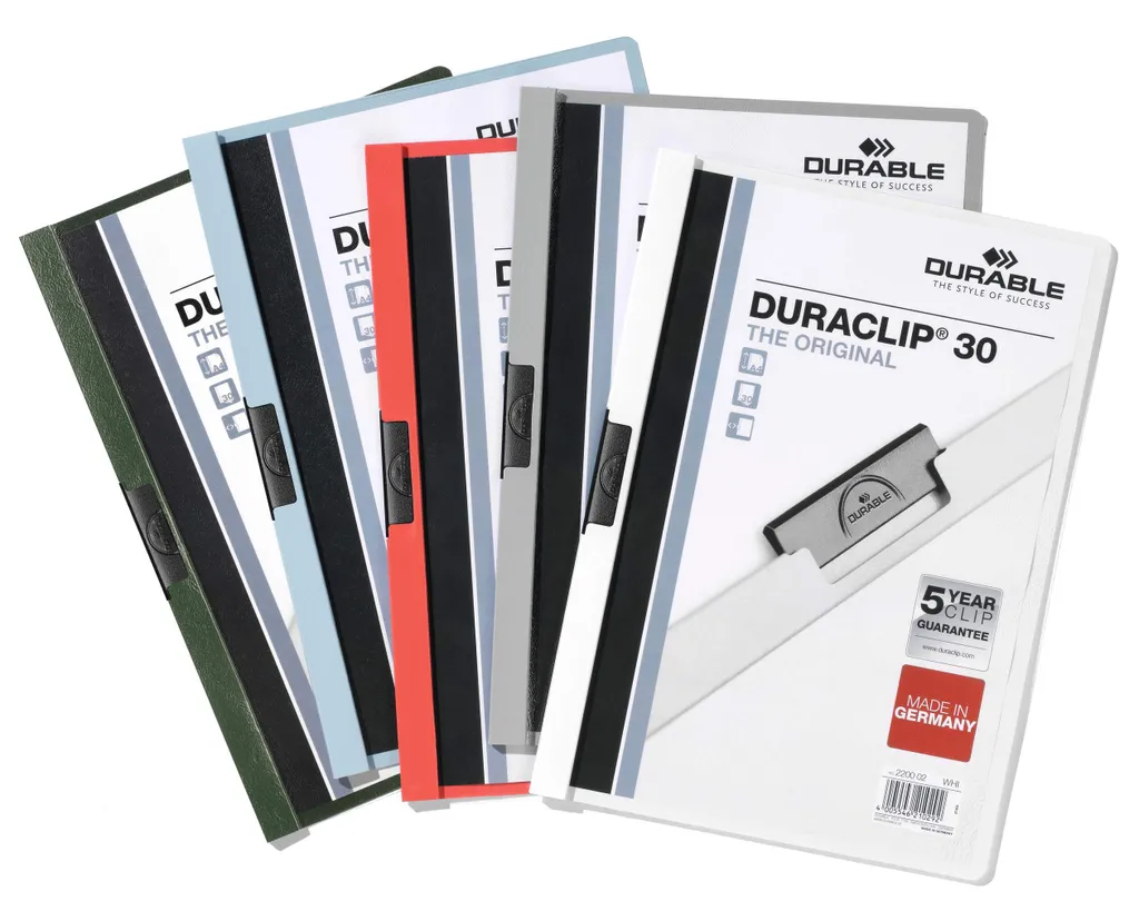 DURABLE Chemise à clip DURACLIP 30 A4 Multicolore 220000 - Lot de 25