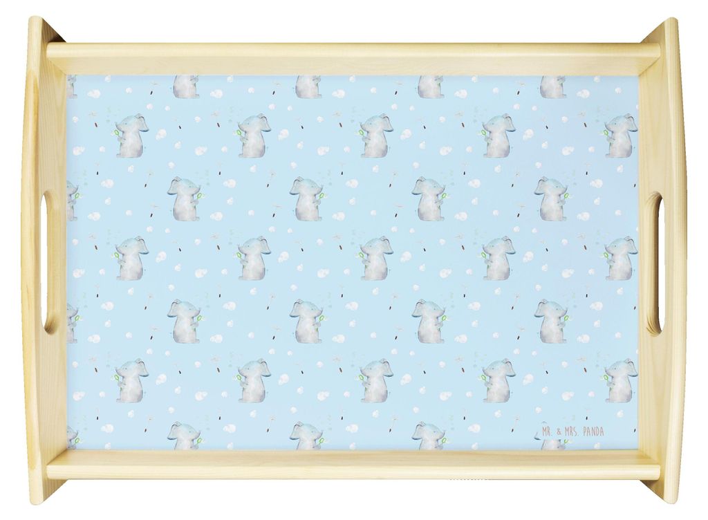Mr. & Mrs. Panda Tablett Elefant Seifenblasen - Blau - Geschenk, Liebesbeweis, Serviertablett, Lustige Sprüche, holz, Heimat, Liebesspruch, aus, S...