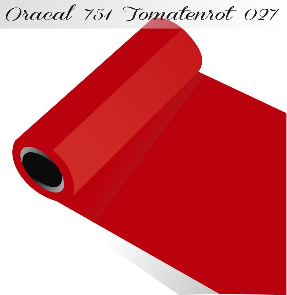 Oracal 751 - Orafol Folie 5m (Laufmeter) freie Farbwahl 118 glänzende Farben - glanz in 4 Größen, 50 cm Folienhöhe tomatenrot - 027