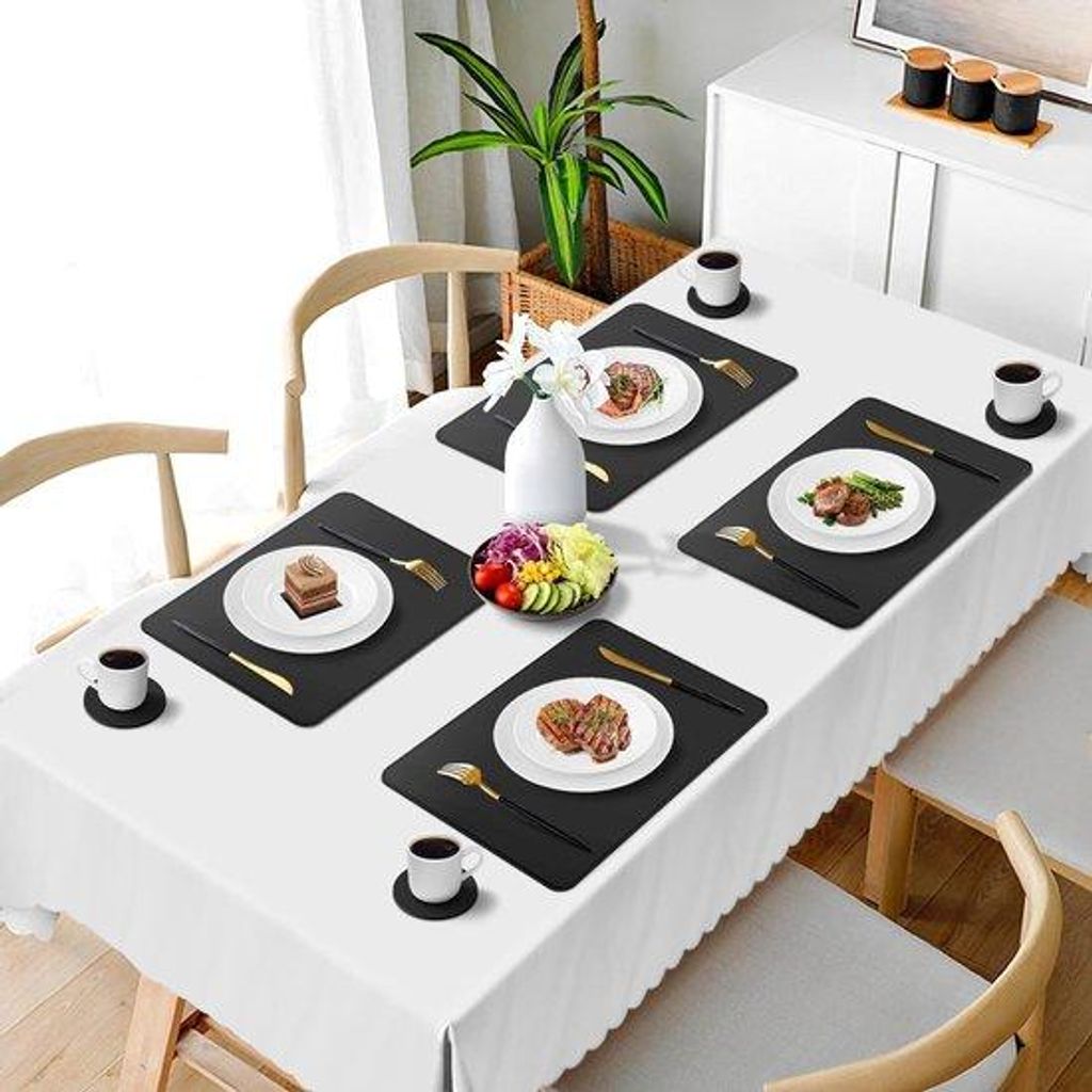 6 Platzsets aus PVC-Lederlook, hitzebeständig, waschbar, strapazierfähig, doppelseitig verwendbar