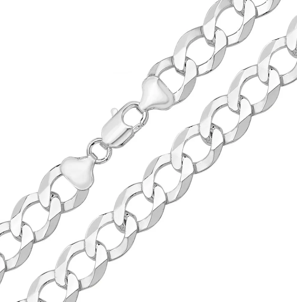 Chaine en Argent Massif 925 Maille Gourmette 11.5mm - Look Luxe 51 cm