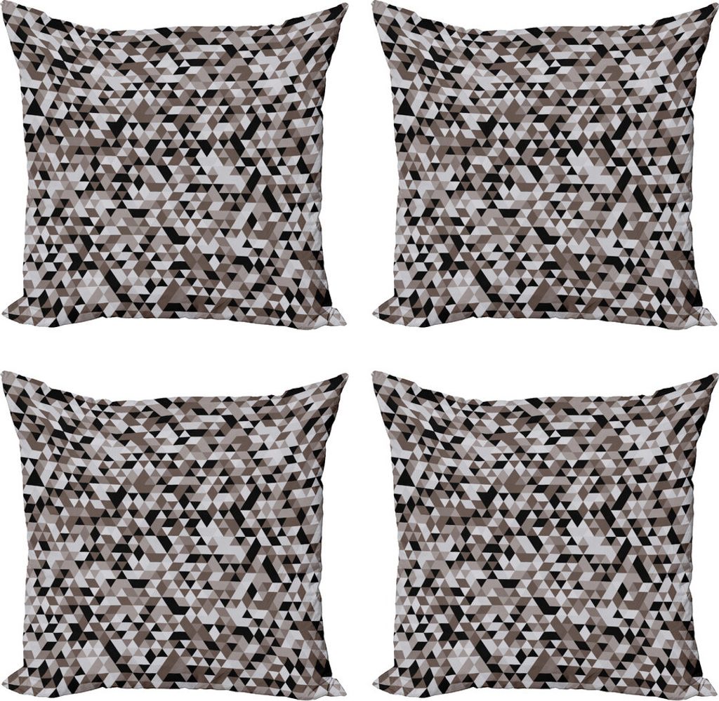 ABAKUHAUS Geometrisch Kissenbezug Set (4 Stück), Verschwommen Töne von Farbe, Moderner Doppelseitiger Digitaldruck, 40 cm x 40 cm, Cocoa Black White