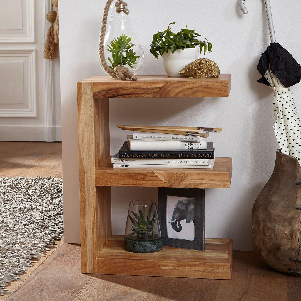 FineBuy Tavolino in legno massello di acacia E Cube, Immagine del prodotto 