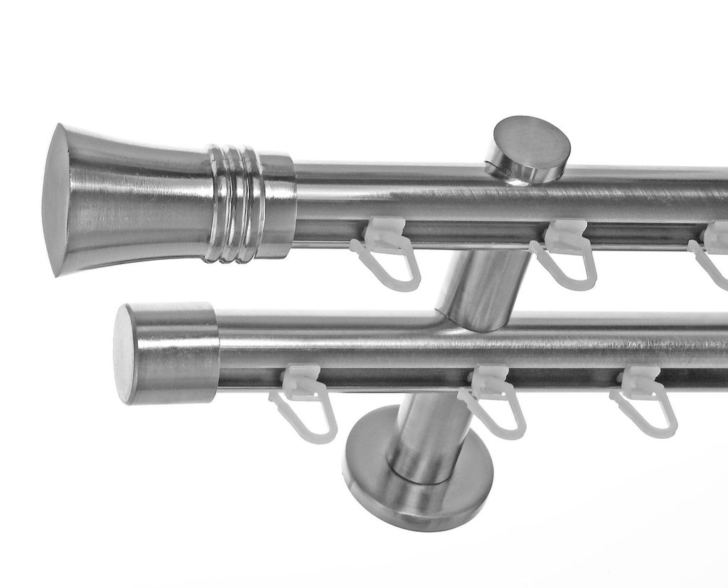 Innenlauf Gardinenstange Edelstahl Look 20mm Wandträger Produktbild 