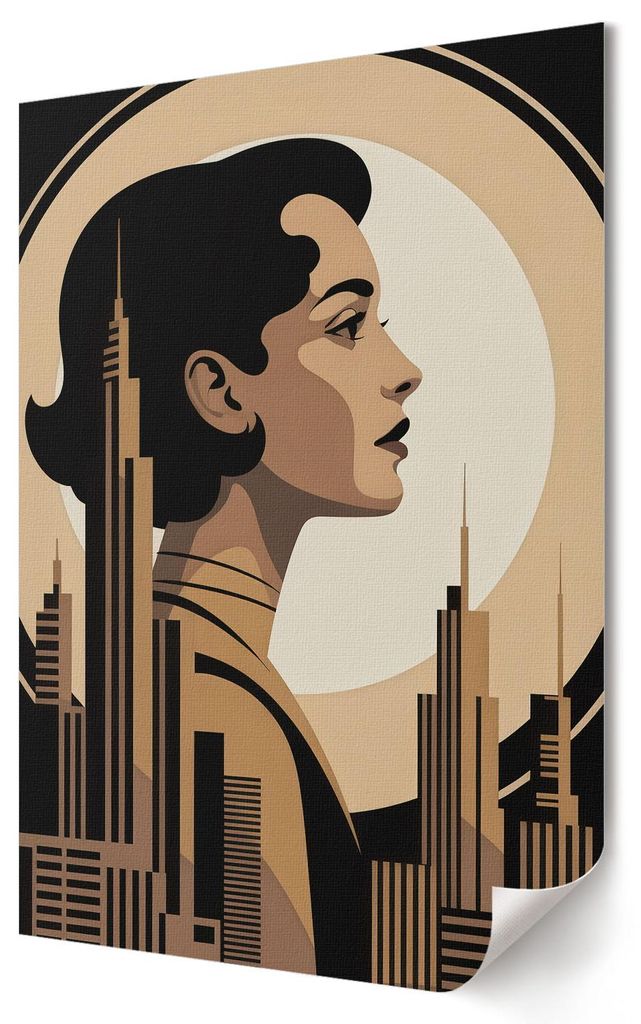 Art-déco-Porträt- Kunstdruck A1 (59x84 cm) - Art déco, Moderne, Geometrisch- Wandbild für Wohnzimmer Schlafzimmer & Flur, Modernes Poster Wandd...