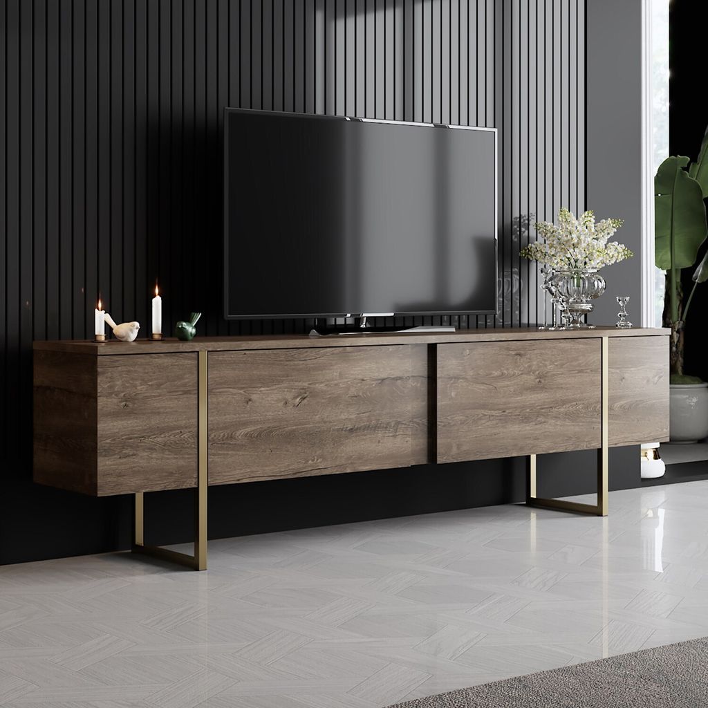 Skye Decor, Luxe - Walnut, Gold, Fernsehtisch, Nussbaum, Produktbild 1
