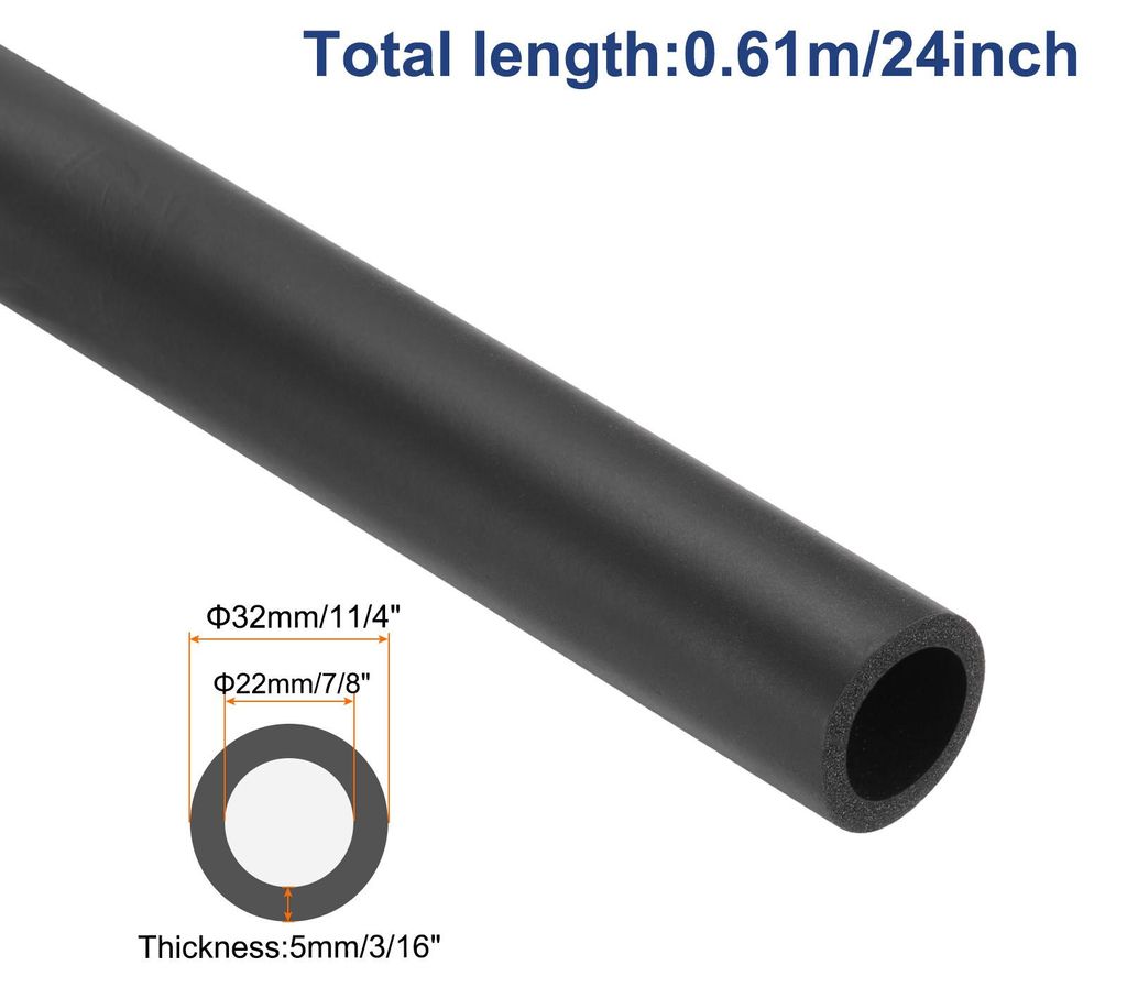 61cm Rohrisolierung Schaumstoff, Durchmesser 22mm Isolierst?rke 5mm Heizungsrohr Verkleidung fš¹r Fitnessger?te, Rohre, Handhaben (Schwarz)