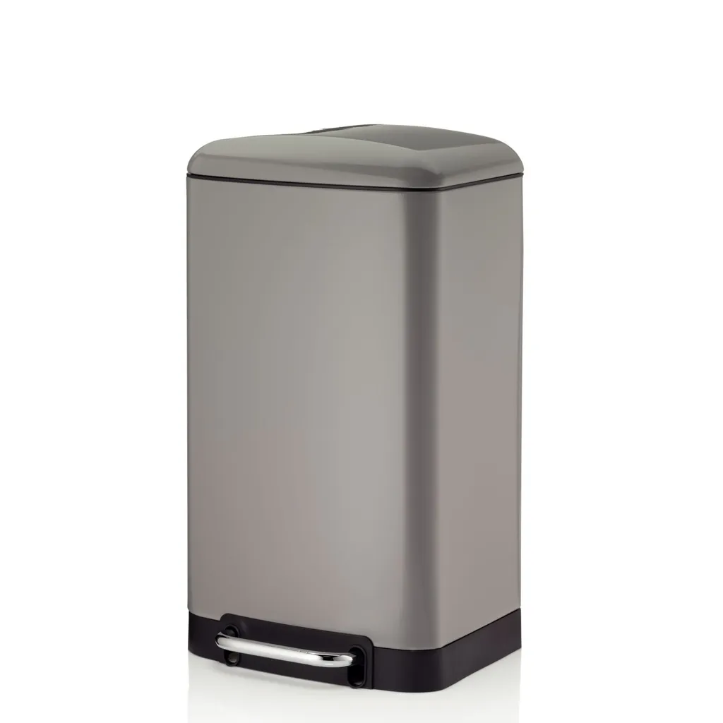 Poubelle 30L en acier Kela Davino gris mat avec pédale robuste et stable