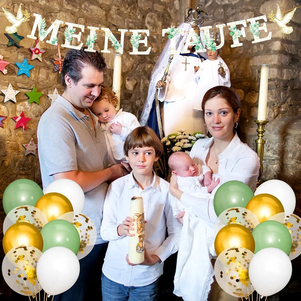 Set de décoration baptême complet avec guirlande ballons et serviettes - 5