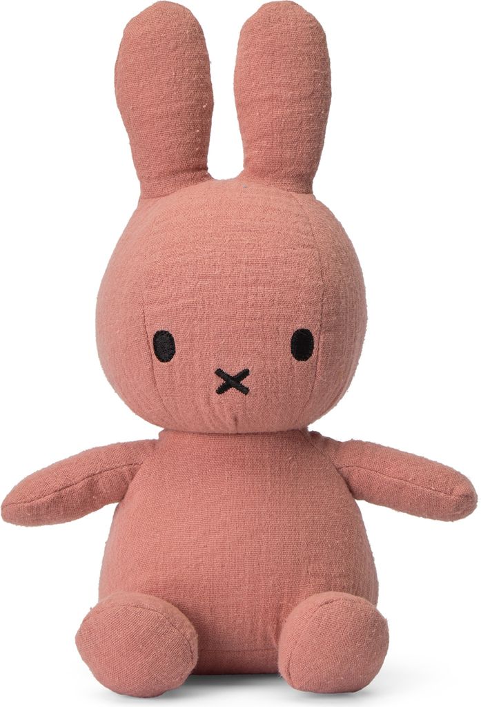 Miffy Hasen Plüschtier Kuscheltier für Babys und Kinder aus rosa Mousseline, 23 cm