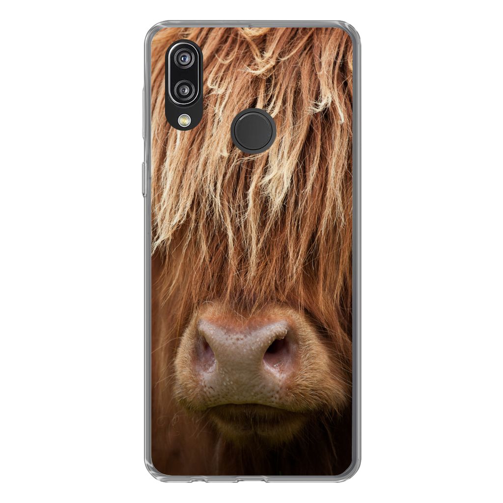 MuchoWow Handyhülle Schutzhülle Hülle für Huawei P20 Lite (2020) Schottischer Highlander - Nase - Haare Silikon Softcase Handy Hülle - Karte...