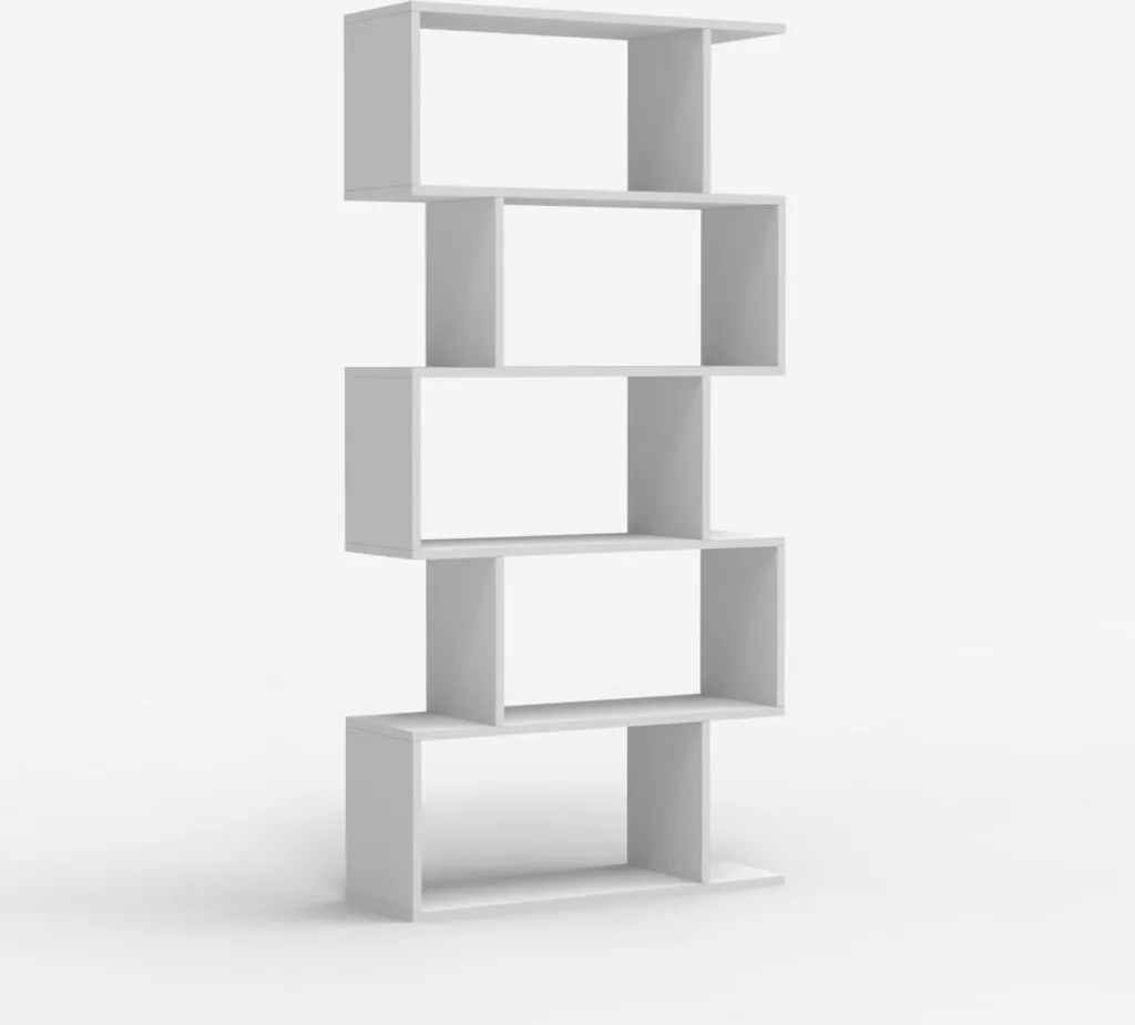 Étagère bois blanc Lexis 5 compartiments rangement vertical design chic