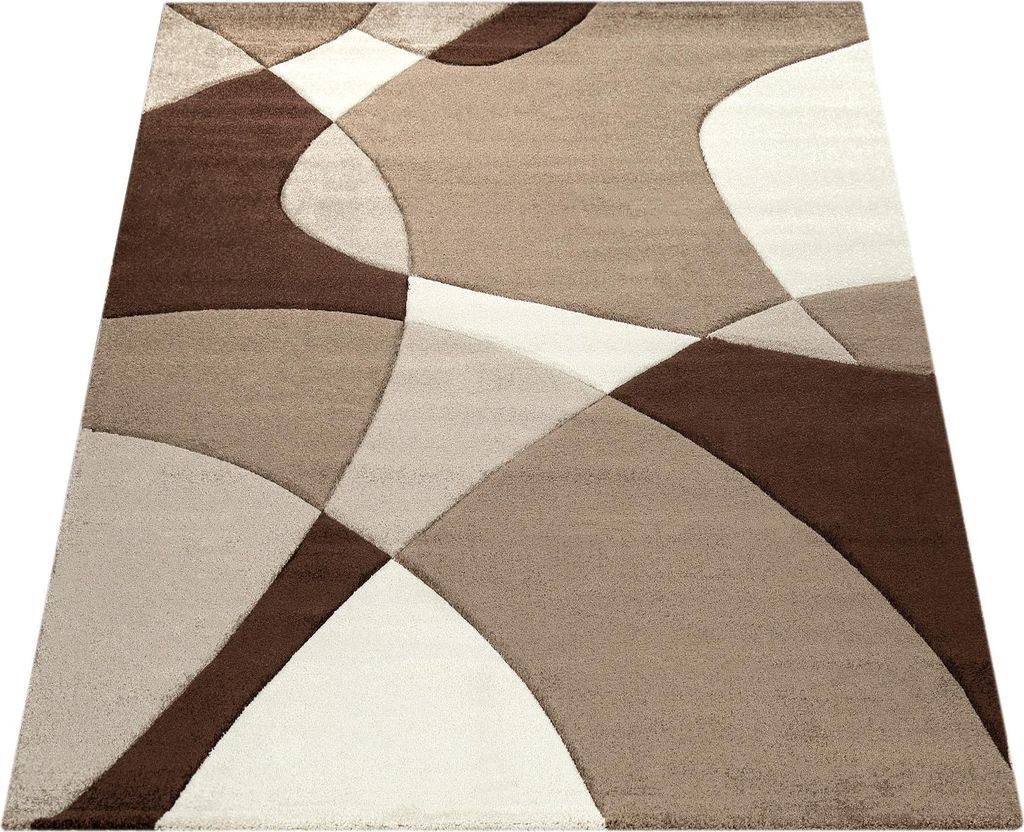 Designer Teppich Modern Geometrische Muster Konturenschnitt Produktbild 