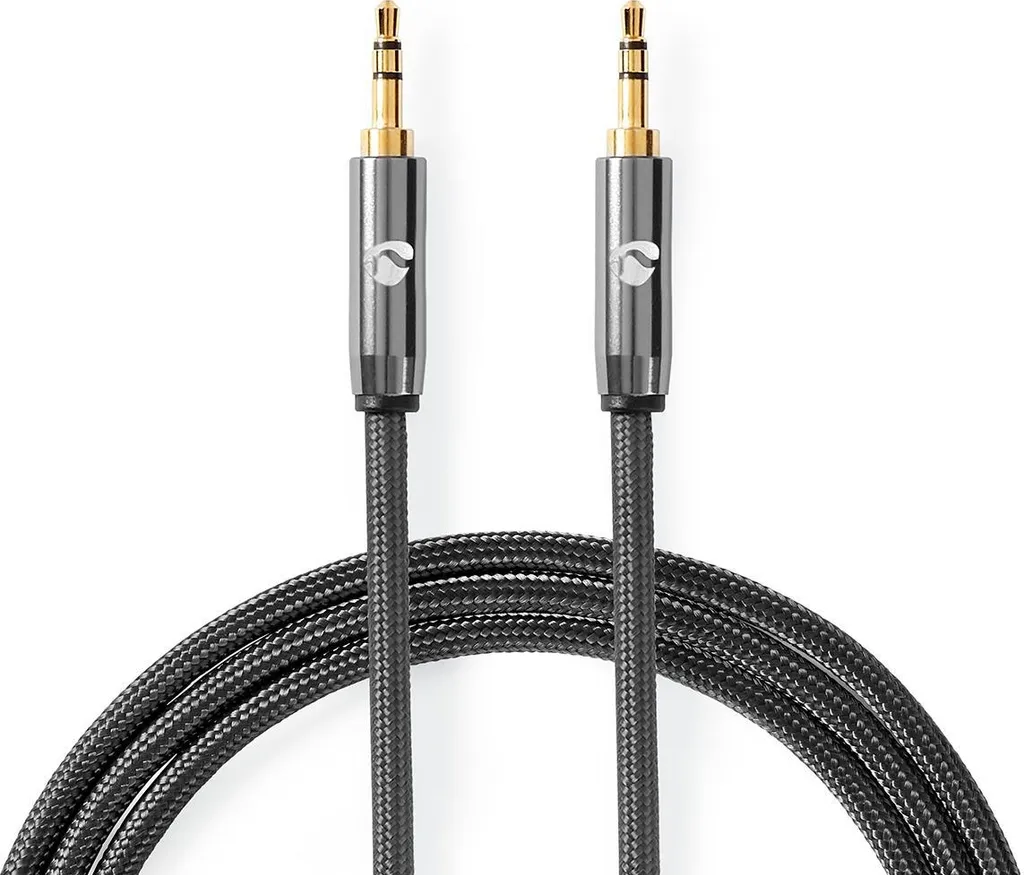 Cavo Audio Stereo Premium 3.5mm 2m Placcato Oro Grigio Metal