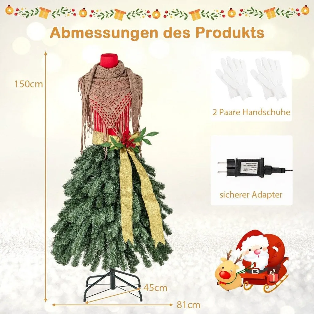 Sapin de Noël original avec buste de tailleur et décorations rouges - 2