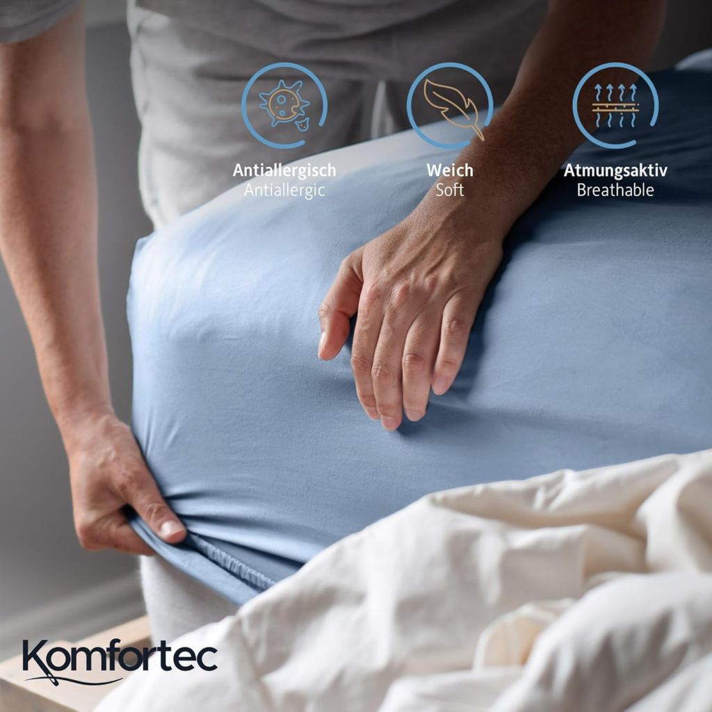 Komfortec Jersey Spannbettlaken 140x200 cm, 100% Baumwolle, Produktbild 3