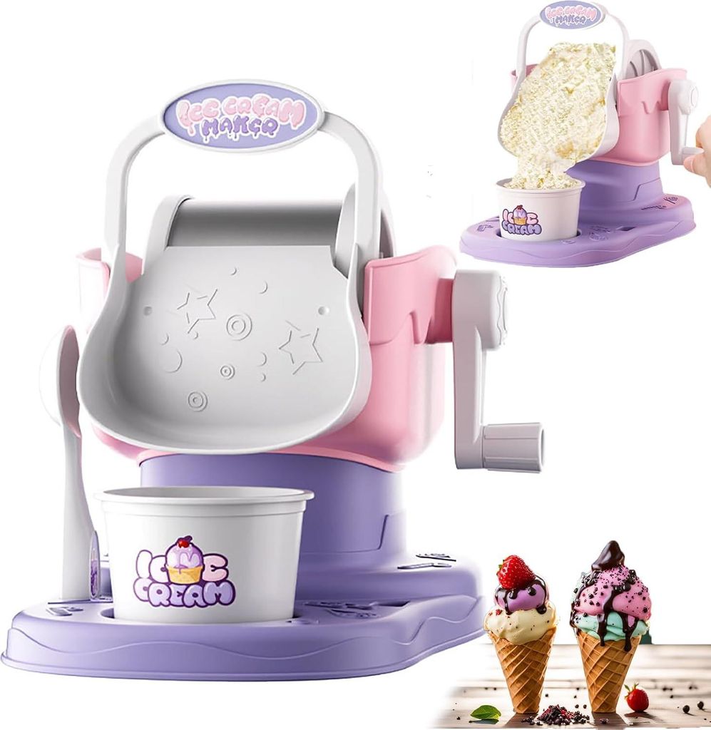 Slush Maschine für Zuhause,Eismaschine,Slushy Maker,Ice Shaver Machine,Yogurt Maker,Manuelle Softeismaschine mit Eisbox,Leicht zu Reinigen für Sc...